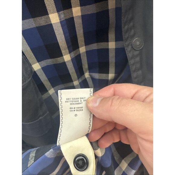 7 For All Mankind Coated Field Jacket Men’s Medium Black Utility Pockets Plaid - Picture 10 of 11